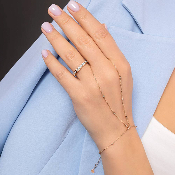 Золотое кольцо с дорожкой из фианитов (арт. 1401108) – изображение 2