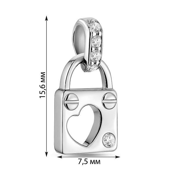 Кулон из белого золота Замочек с фианитами (арт. 440644б) – изображение 3