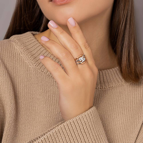 Массивное кольцо из красного и белого золота (арт. 156517кб) – изображение 3