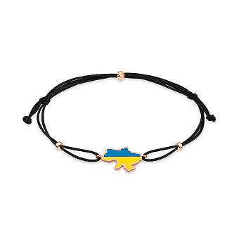 Браслет на шовковій нитці "Україна" з золотою вставкою (арт. 340026чесж)