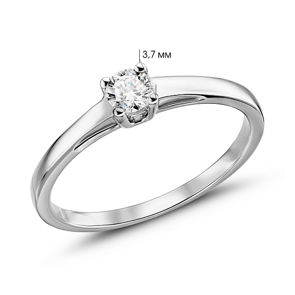 Золотое кольцо с бриллиантом (арт. К341247020б) – изображение 4