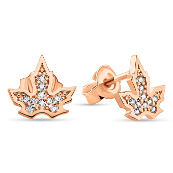 Фото Серьги-пусеты золотые с россыпью фианитов (арт. 108754)