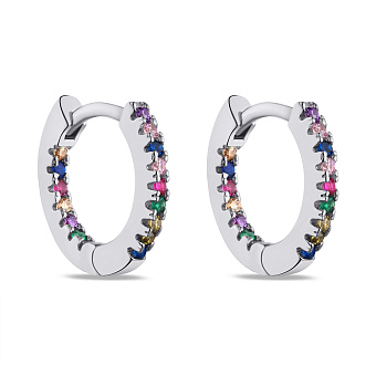 Серьги-кольца из серебра с цветными альпинитами (арт. 7502/4779/15а)