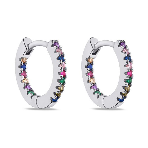 Серьги-кольца из серебра с цветными альпинитами (арт. 7502/4779/15а) – изображение 1