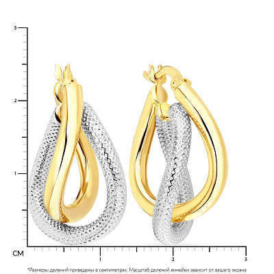 Сережки золотые в желтом и белом цвете металла (арт. 103183/25жб)