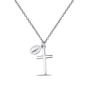 Серебряное колье Крестик без камней (арт. 7507/1791)