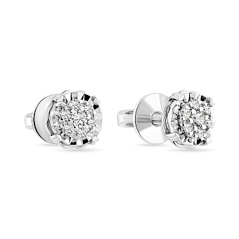 Сережки пусети з білого золота з діамантами (арт. Т011744010б)
