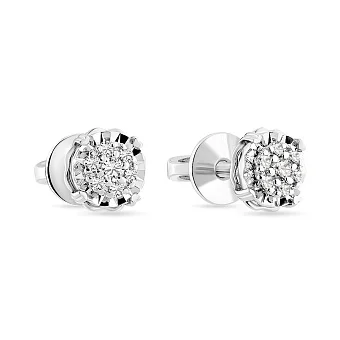 Серьги пусеты из белого золота с бриллиантами (арт. Т011744010б)