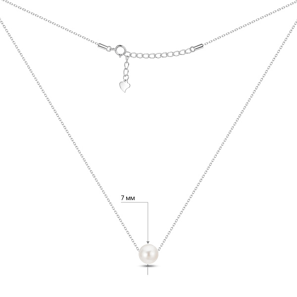 Серебряное колье с жемчужиной (арт. 7507/2685/1жб) – изображение 3