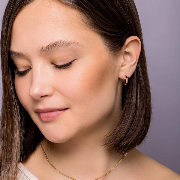 Серьги из красного золота с эмалью (арт. 110717еч) – изображение 3