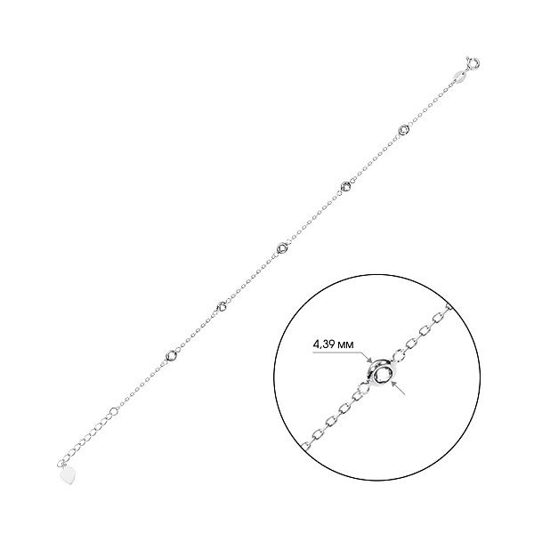 Серебряный браслет на ногу с фианитами (арт. 7509/2289н) – изображение 2