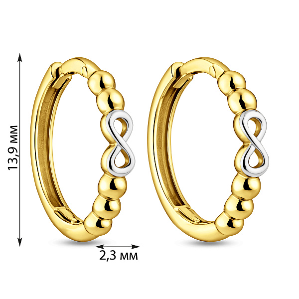 Сережки-кільця з жовтого золота Нескінченність (арт. 111194ж) – зображення 2