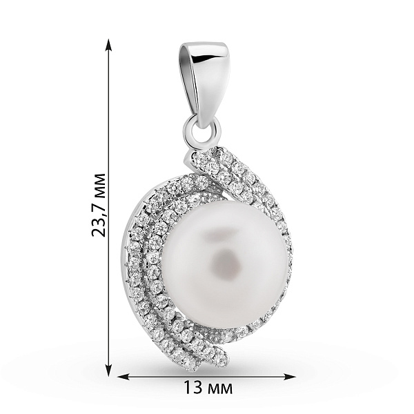 Срібний підвіс з перлиною (арт. 7503/4421жб) – зображення 2