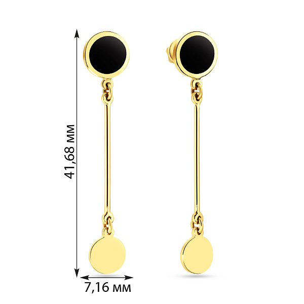 Золотые серьги подвески Лýна с эмалью (арт. 111067жч) – изображение 3