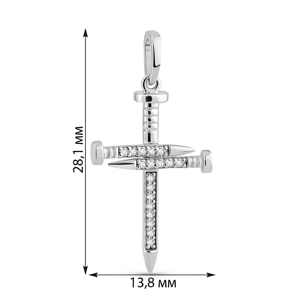 Хрестик з білого золота з діамантами (арт. 3111637202) – зображення 3