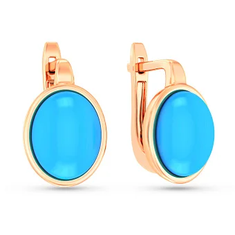 Сережки з червоного золота з бірюзою (арт. 111146ПюГГ)