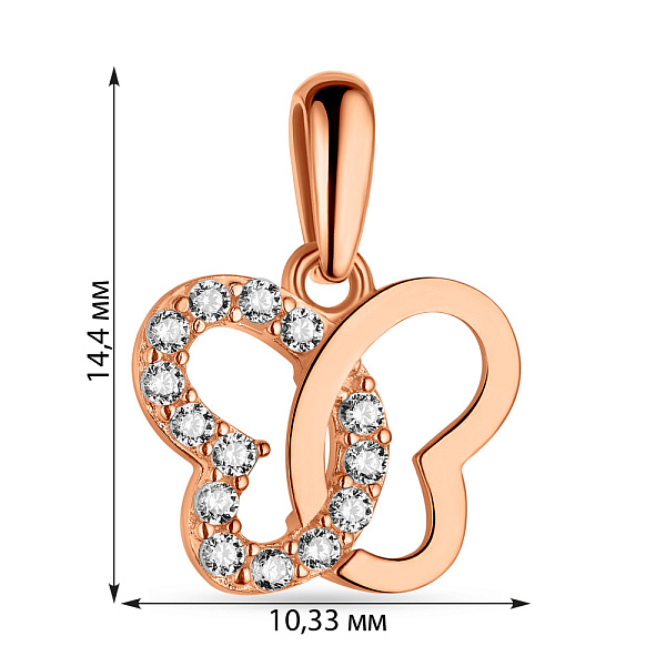 Золотой кулон "Бабочка" с фианитами (арт. 424490) – изображение 2