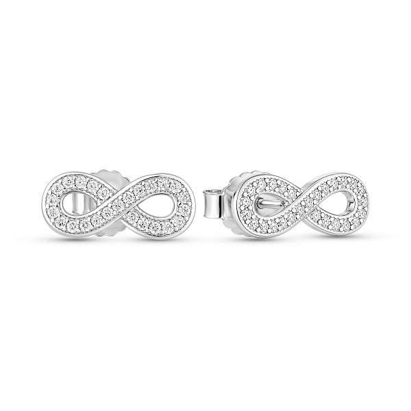 Серебряные пусеты Бесконечность с дорожкой из фианитов (арт. 7518/7361) – изображение 1