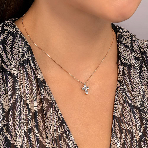 Золоте кольє з діамантами Хрестик (арт. Ц011278030/2) – зображення 3