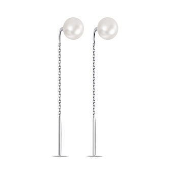 Серебряные серьги-протяжки с жемчугом (арт. 7502/576жбсю)