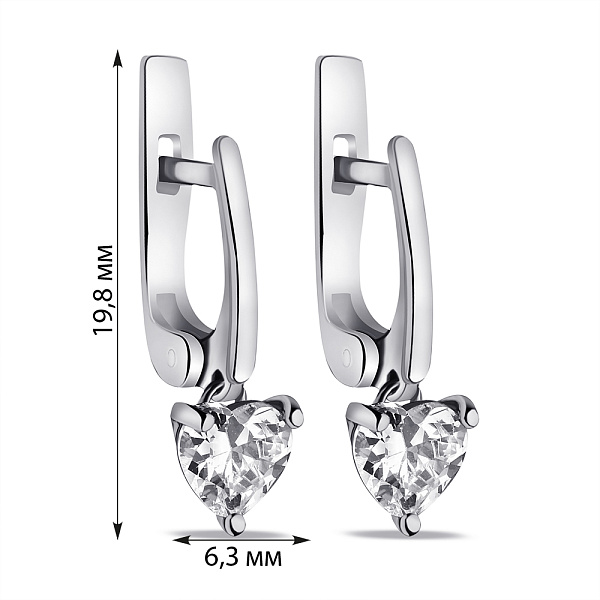 Серебряные серьги-подвески Сердечки (арт. 7502/618сп) – изображение 2