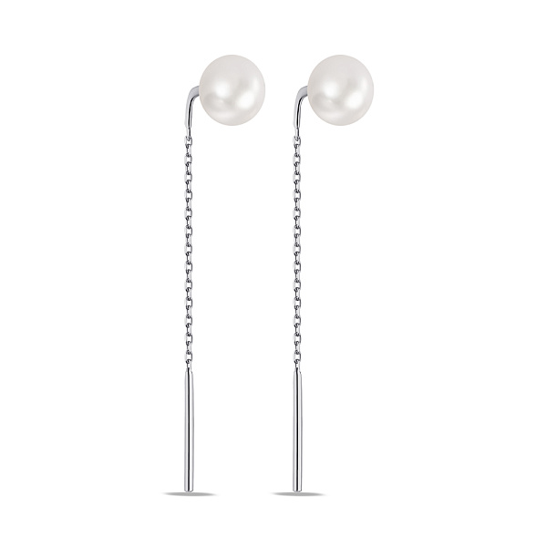 Серебряные серьги-протяжки с жемчугом (арт. 7502/576жбсю) – изображение 1