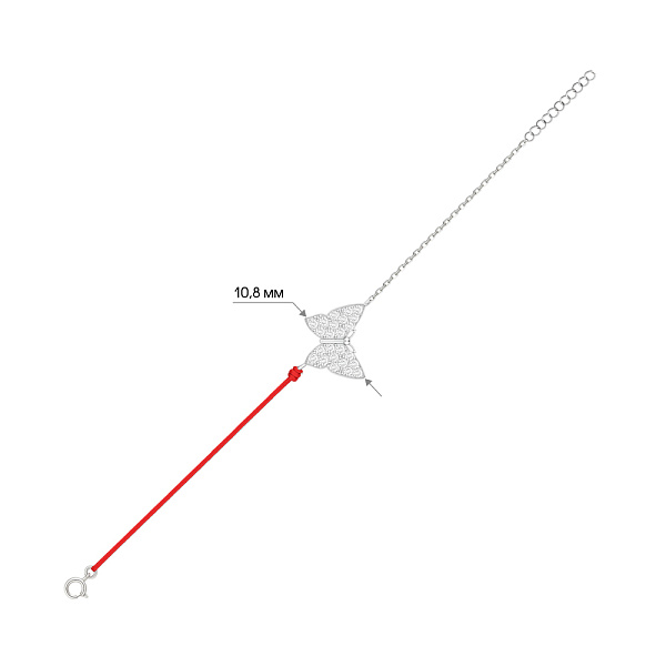 Срібний браслет Метелик із шовковою ниткою (арт. 7309/5099к) – зображення 2