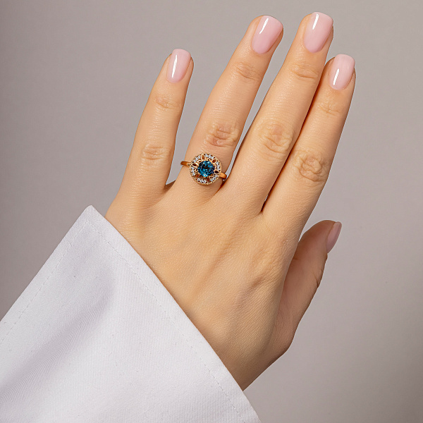 Кольцо из красного золота с кварцем и фианитами (арт. 141069ПлГ) – изображение 3