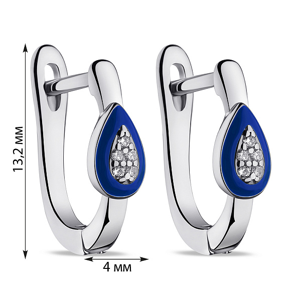 Серьги из серебра с эмалью и фианитами (арт. 7502/9497ес) – изображение 2