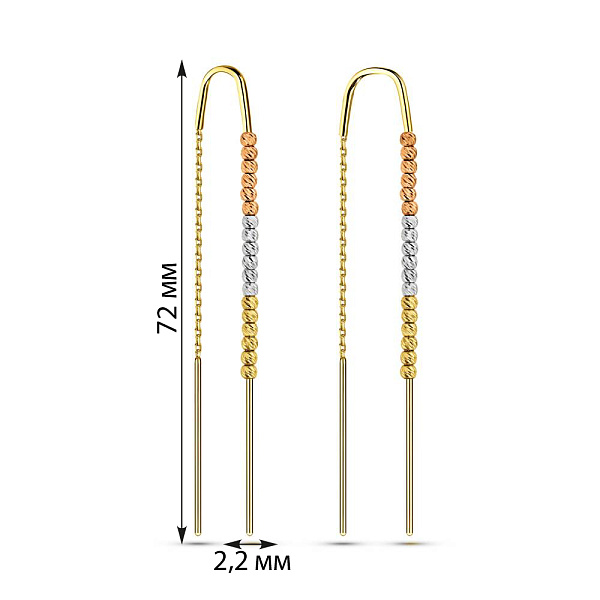 Золотые серьги-протяжки без камней (арт. 109969жкб) – изображение 2