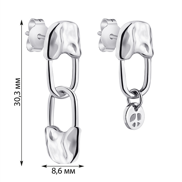 Асимметричные серьги-пусеты серебряные без камней (арт. 7518/6138) – изображение 2