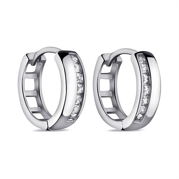 Серебряные серьги с дорожкой из фианитов (арт. 7502/9782/15) – изображение 1