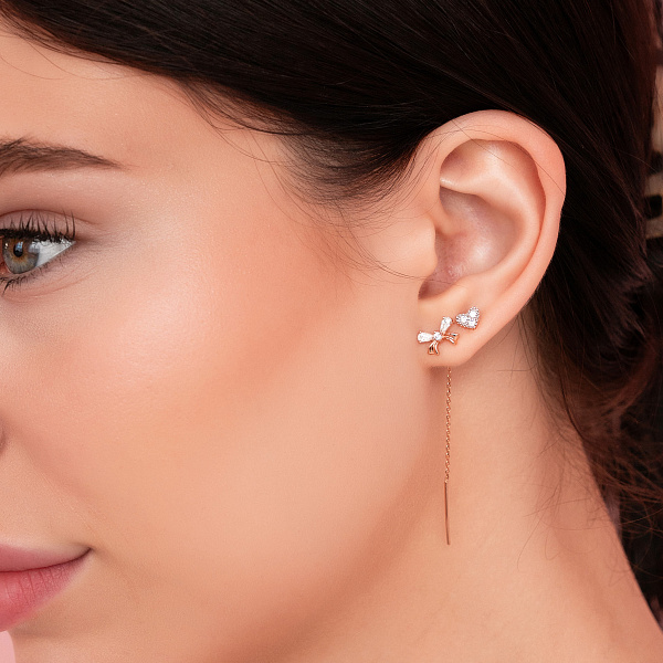 Золоті сережки-протяжки Бантики (арт. 111321) – зображення 2