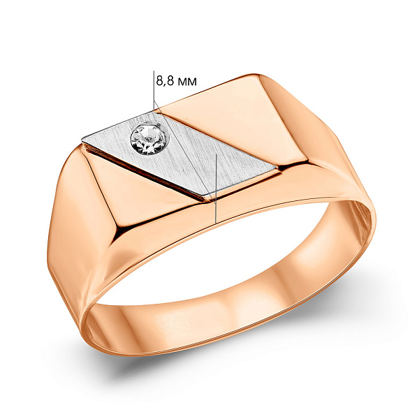 Золотая печатка с фианитом (арт. 180391кб) – изображение 5