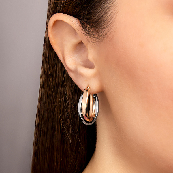 Сережки-кільця з червоного та білого золота (арт. 105731/20кб) – зображення 2