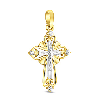 Крест из комбинированного золота с фианитами (арт. 501082ж)