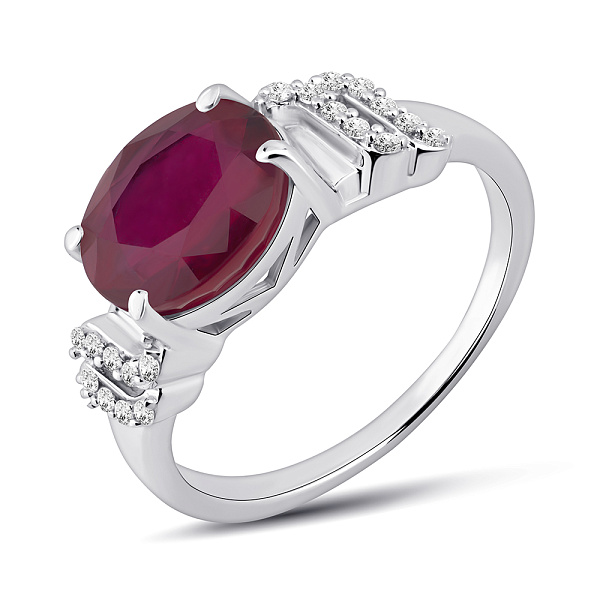 Серебряное кольцо с рубином и фианитами (арт. 7501/2165248Р) – изображение 1