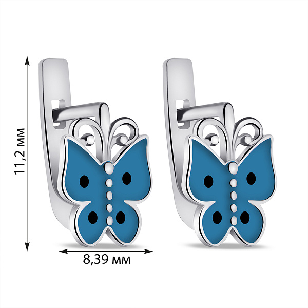 Детские серебряные сережки Бабочки (арт. 7502/1073егсю) – изображение 2