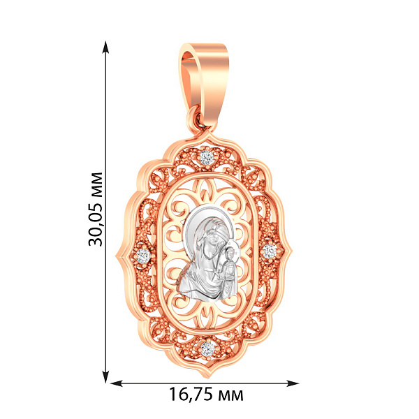 Золотая ладанка иконка Божья Матерь Казанская (арт. 440343) – изображение 2