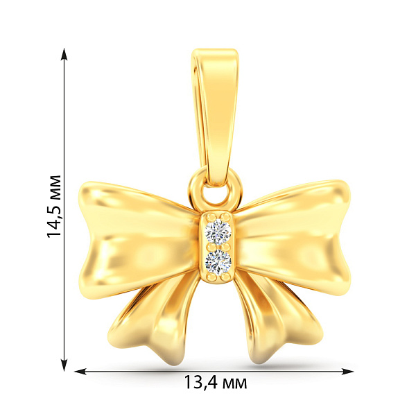 Золотий кулон Бантик з діамантами (арт. П011834ж) – зображення 2