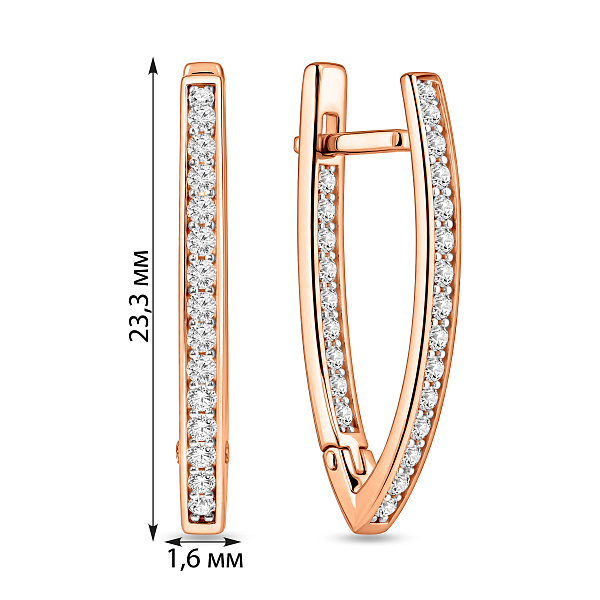 Сережки з червоного золота з фіанітами (арт. 110684) – зображення 4