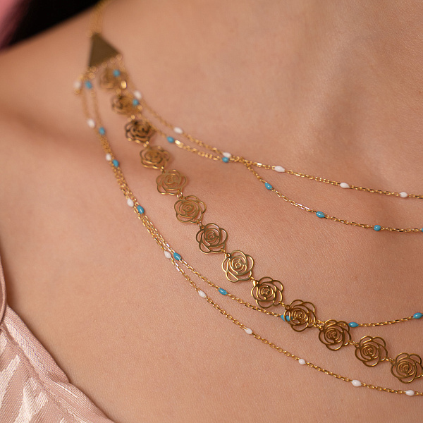 Многослойное колье Francelli из желтого золота с эмалью (арт. 352857жебг) – изображение 3