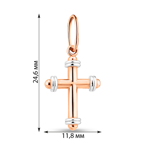 Хрестик з червоного і білого золота (арт. 424776/1кб) – зображення 2