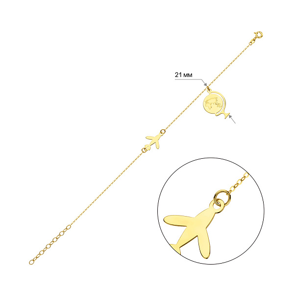 Браслет из желтого золота с подвеской (арт. 326962ж) – изображение 4