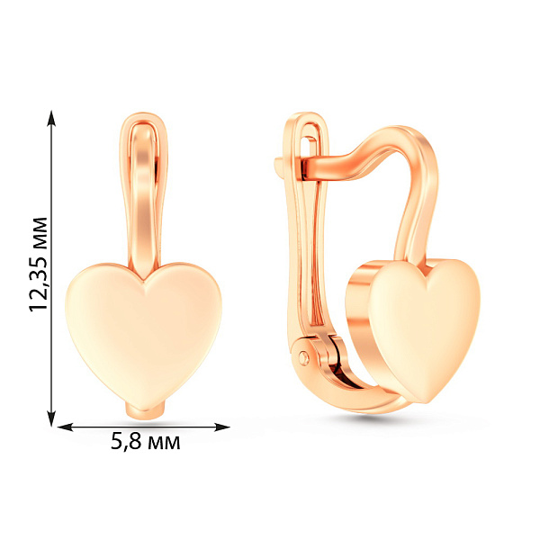 Серьги золотые Сердце  (арт. 110063) – изображение 2
