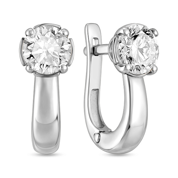 Серьги из белого золота с фианитом (арт. 112200б) – изображение 1
