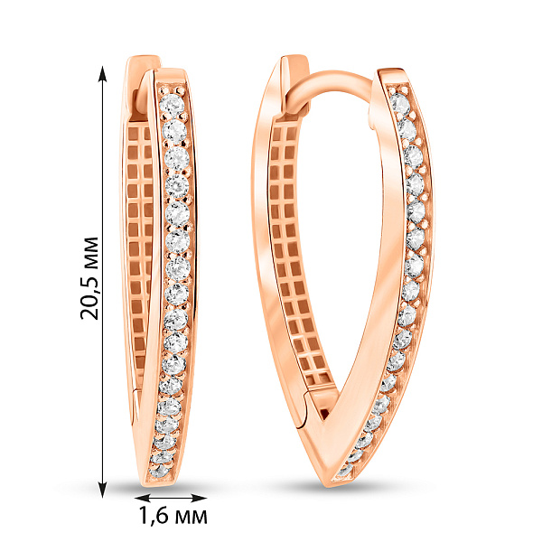 Серьги из красного золота с фианитами (арт. 1091314) – изображение 4