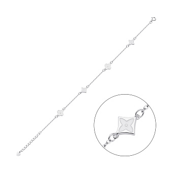 Серебряный браслет с белой эмалью (арт. 7509/3330еб)