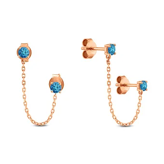 Золоті сережки на два проколи з топазом (арт. 1101134Птг)