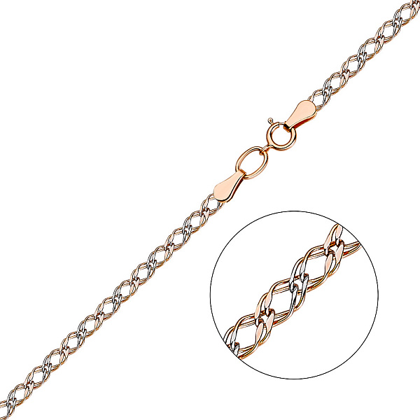 Ланцюжок з червоного золота плетіння Подвійний Ромб (арт. 303104р) – зображення 1